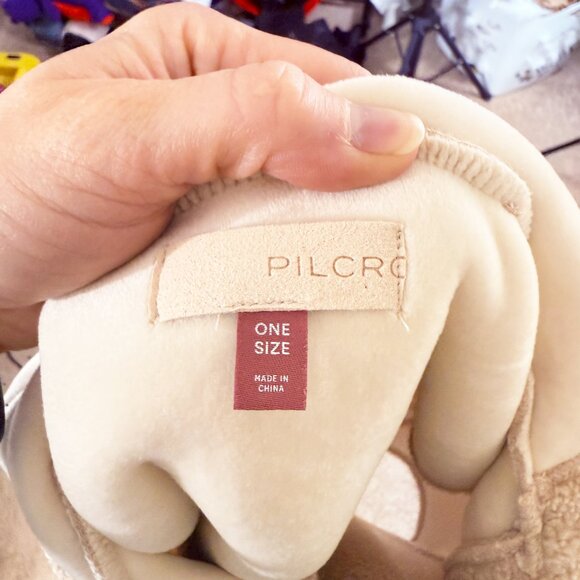 Anthro Pilcro Tan Teddy Cropped Hooded Vest One Size Fits Most EUC Pull Over - Picture 5 of 6